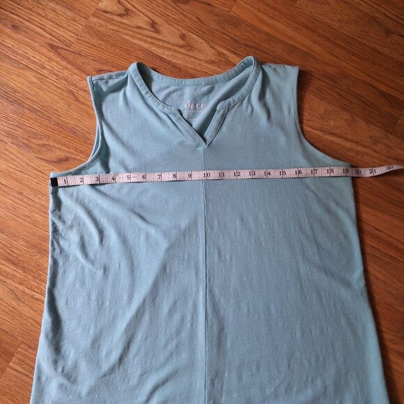 Denim & Co. Textured Knit Split V-Neck Sleeveless Tunic Light Turquoise Medium - Picture 7 of 8